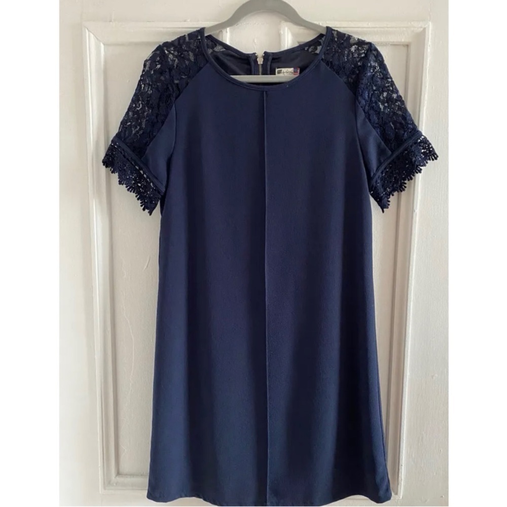 3/$45 Navy Blue Lace Shoulder Dress